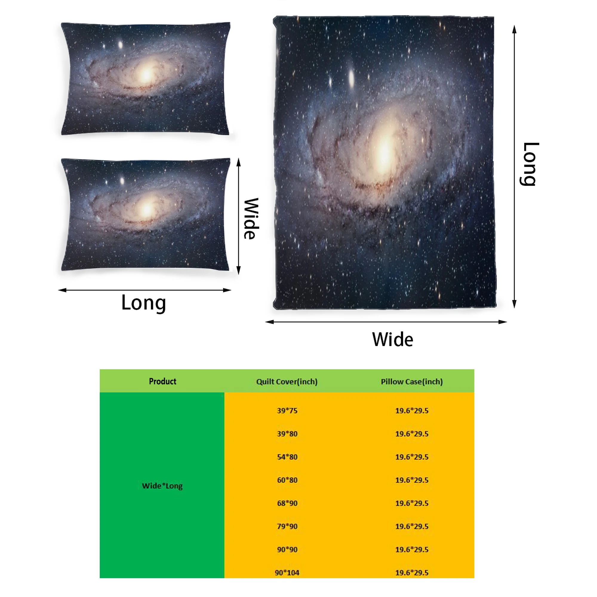 

The Galaxy Graphic Printed Home Bedding Set Printing Polyester Quilt Cover Set 3 Pieces Quilt Cover Pillow Cover Set