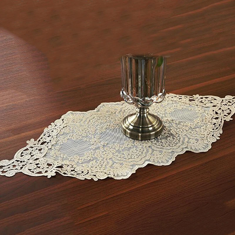 Белая/Золотая винтажная скатерть кружевная Декоративная покрытие для