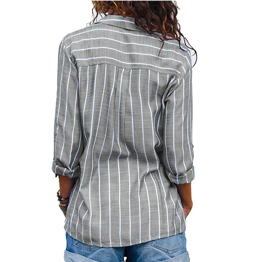 

Hot Selling In Autumn And Winter 2020 Fashion Multi Color Stripe Long Sleeve Women's Shirt Street Style In Europe And America