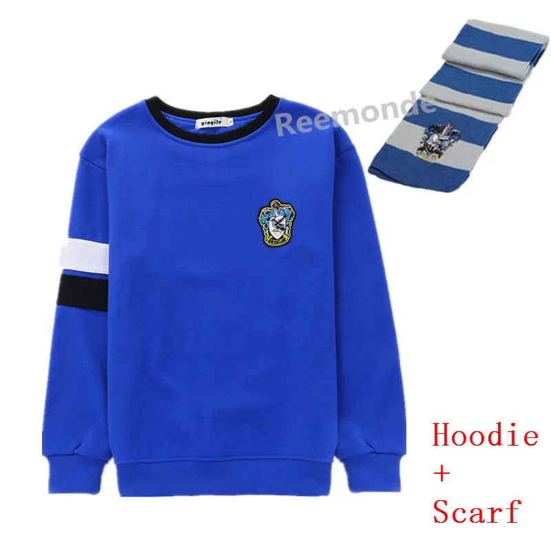 hoodie scarf Ravenclaw Толстовка Косплей Слизерин форменная Толстовка костюм Hufflepuff джемпер шарф Гриффиндор джемпер свитер Гермиона Грейнджер - Цвет: hoodie scarf