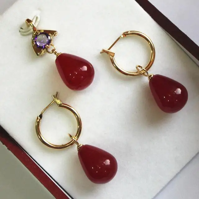 

Хит! Красивые новые ювелирные изделия 12*16 мм красные нефриты кулон, серьги набор