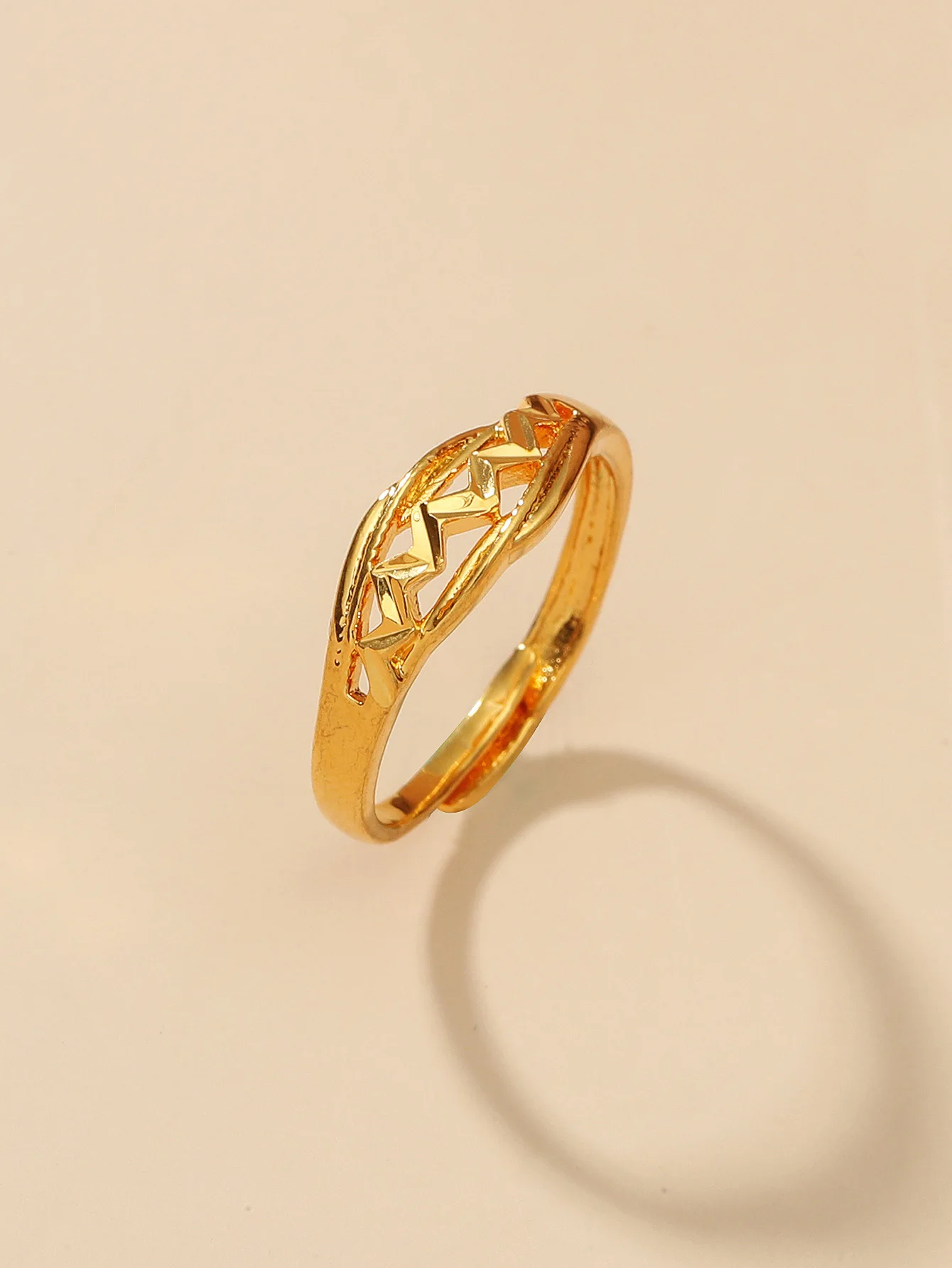 

New Simple Ins Tide Wind Wave Pattern Embossed Ring Opening Adjustable Wedding Ring Female Fashion Fashion Jewelry Wholesale