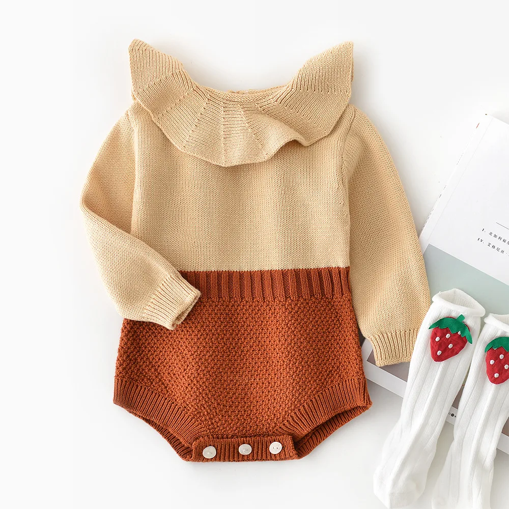 Осень 2019 комбинезон для маленьких девочек с длинными рукавами треугольник (без