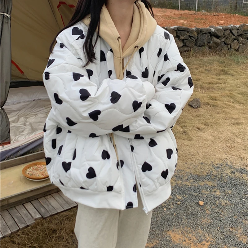 

Зимняя парка, куртка с принтом, пальто большого размера, женская теплая парка с длинным рукавом, Японские Женские куртки 2021