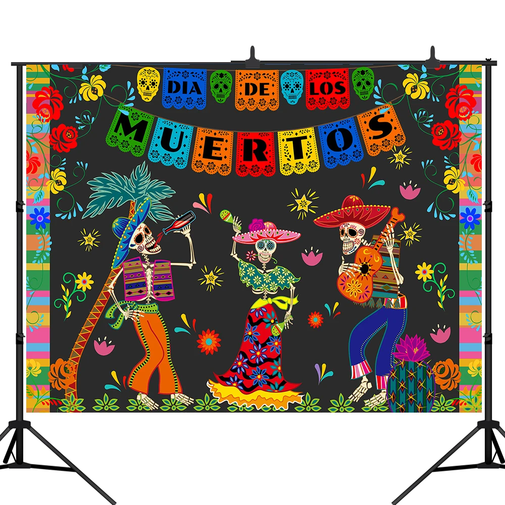 

Фон для фотосъемки с изображением Дня мертвых, мексиканского сахарного черепа