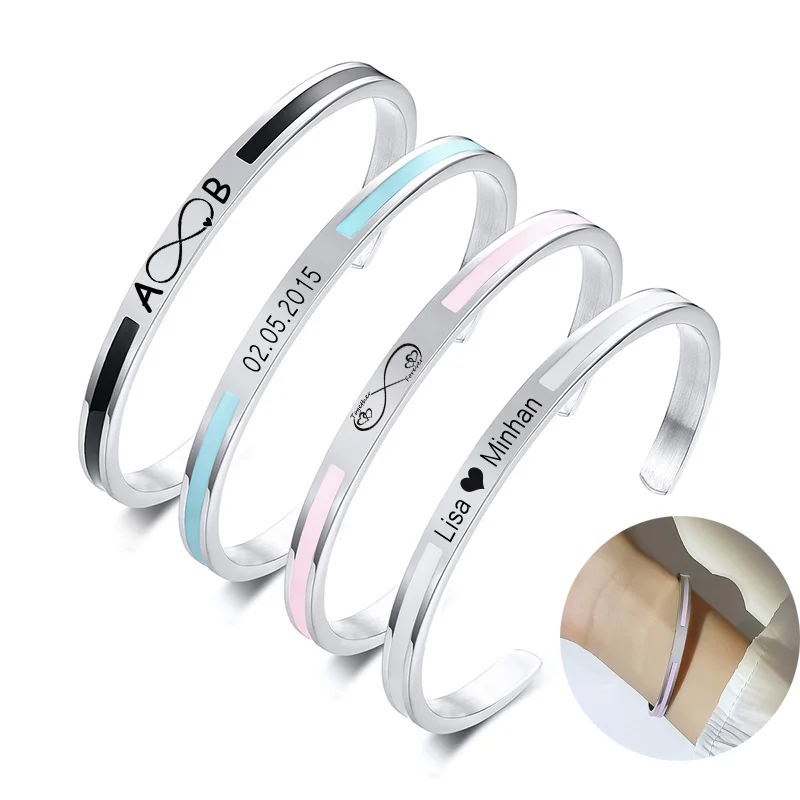 Женские браслеты с манжетами розового цвета Открытый браслет эмалью из