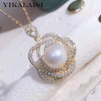 yikalaisi 925 sterling silver necklaces jewelry for women 9 10mm oblate natural freshwater pearl pendants 2021 wholesales