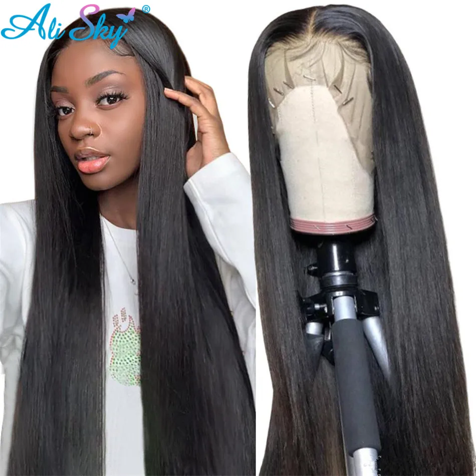 30 32inch Bone Straight 13x4 Lace Front Human Hair Wigs PrePlucked 4x4 5x5 Lace Closure Wigs For Women 100% Human Hair Natural