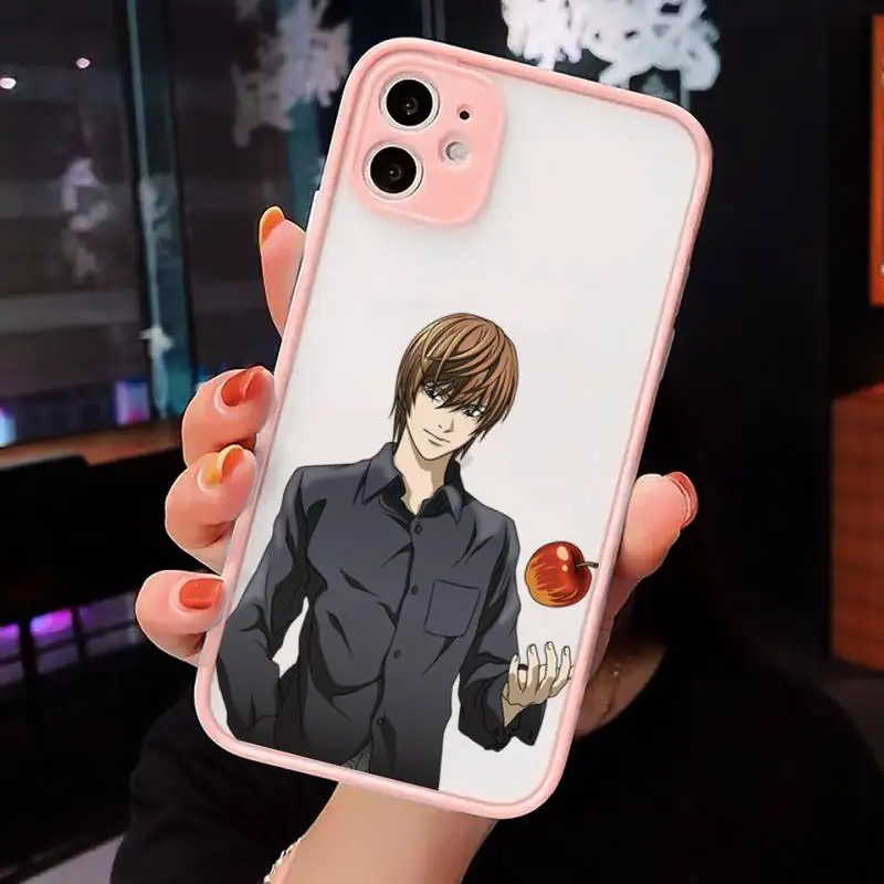 

Death Note Ryuk kira Phone Cases Matte transparent For Pink iPhone 12 Mini 11 Pro XR XS Max 7 8 Plus X Back Cover