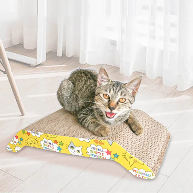 Pet Cat Scratcher S Shape Scratching Pad Durable Recyclable Cardboard Corrugated Board Grinding Claw Plate Toy | Дом и сад