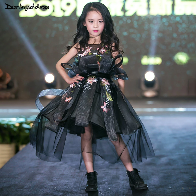 Роскошные черные пышные платья до середины икры бальное платье Платья с