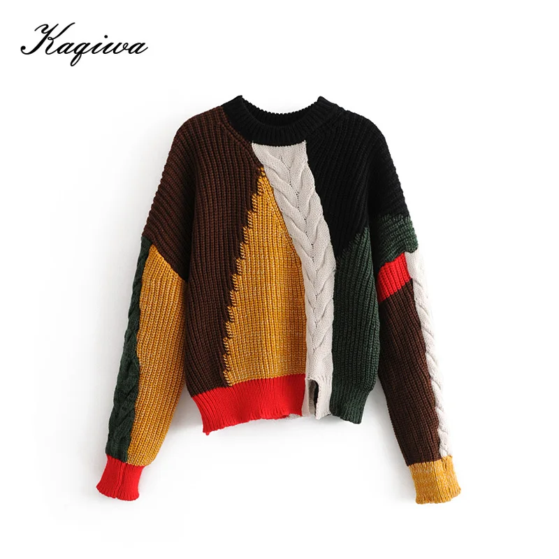 Свитер женский трикотажный с круглым вырезом и длинными рукавами Осень-зима B-029 |