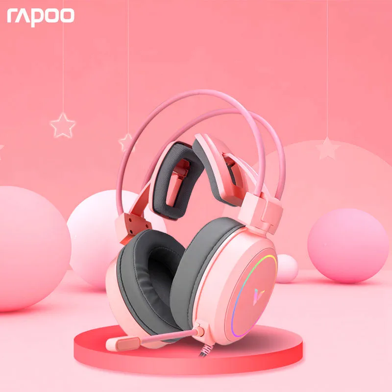 

Игровые наушники Rapoo VH610, розовые, 7,1, USB, проводные, игровые, компьютерные, гарнитура для девочек