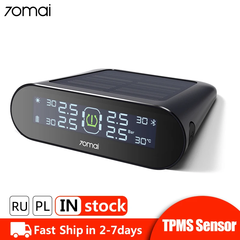 70mai TPMS система контроля давления в шинах приложение контроль солнечной энергии цифровой ЖК-дисплей датчик давления в шинах Автомобильная охранная сигнализация