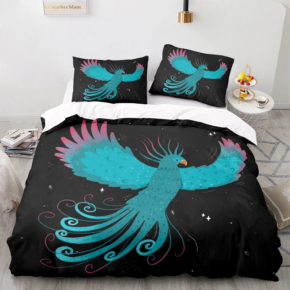

3D Printing Bedding Set,210210 Duvet Cover Set With Pillowcase, 260220 Quilt Cover,Phoenix Pattern Blanket Cover