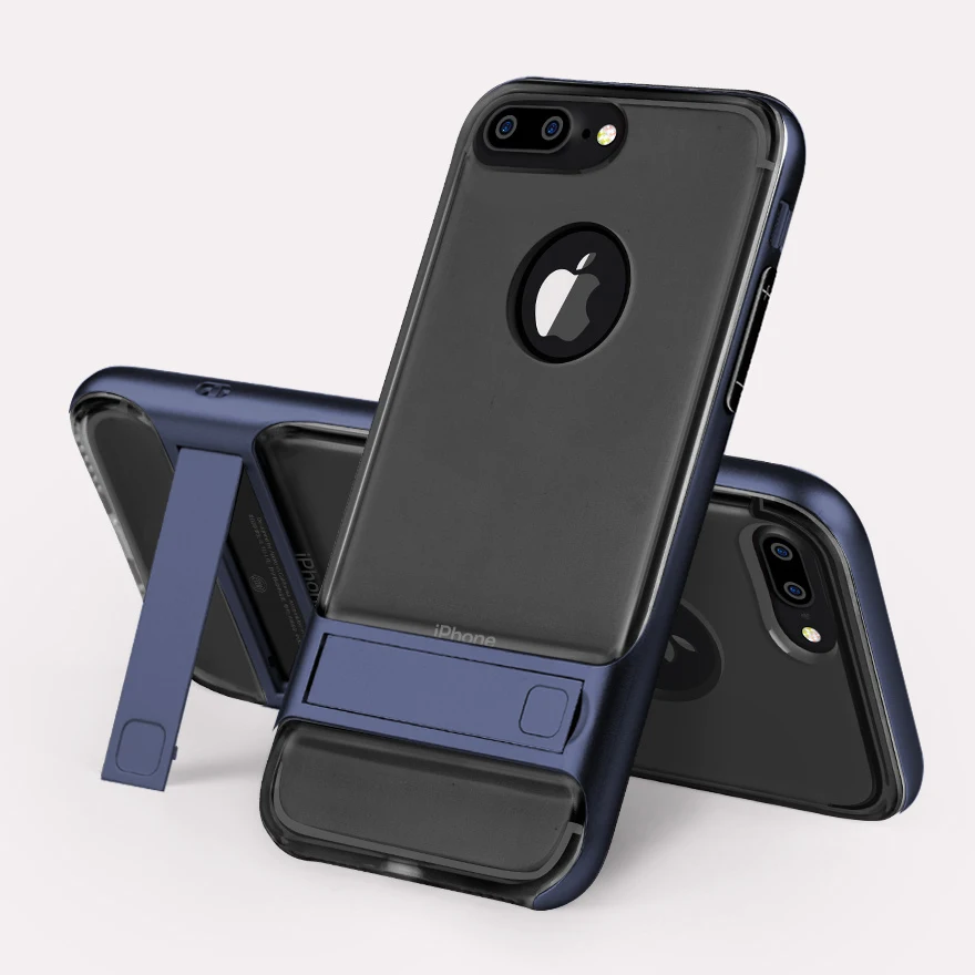 Чехол для iPhone 11 Pro Max X XS XR, чехол для 6 6 S 7 8 Plus, чехол из поликарбоната+ силиконовый чехол-подставка для телефона, защитный чехол - Цвет: Crystal Blue