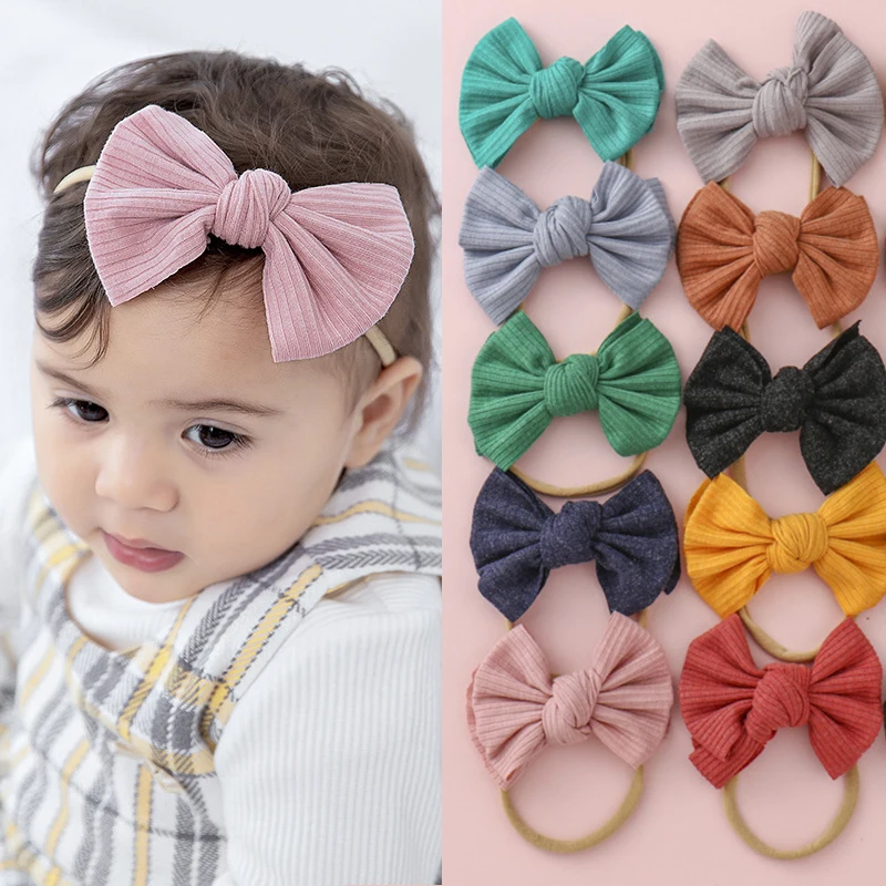 

Cute Bow Rabbit Ears Headband Baby Girl Ring Solid Color Scrunchies Simple All-match Kids Ponytail Holder Hair Accessories