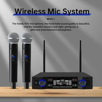 professional wireless microphone uhf system plastic material dual channel 2 handheld microphone transmitter home stage karaoke