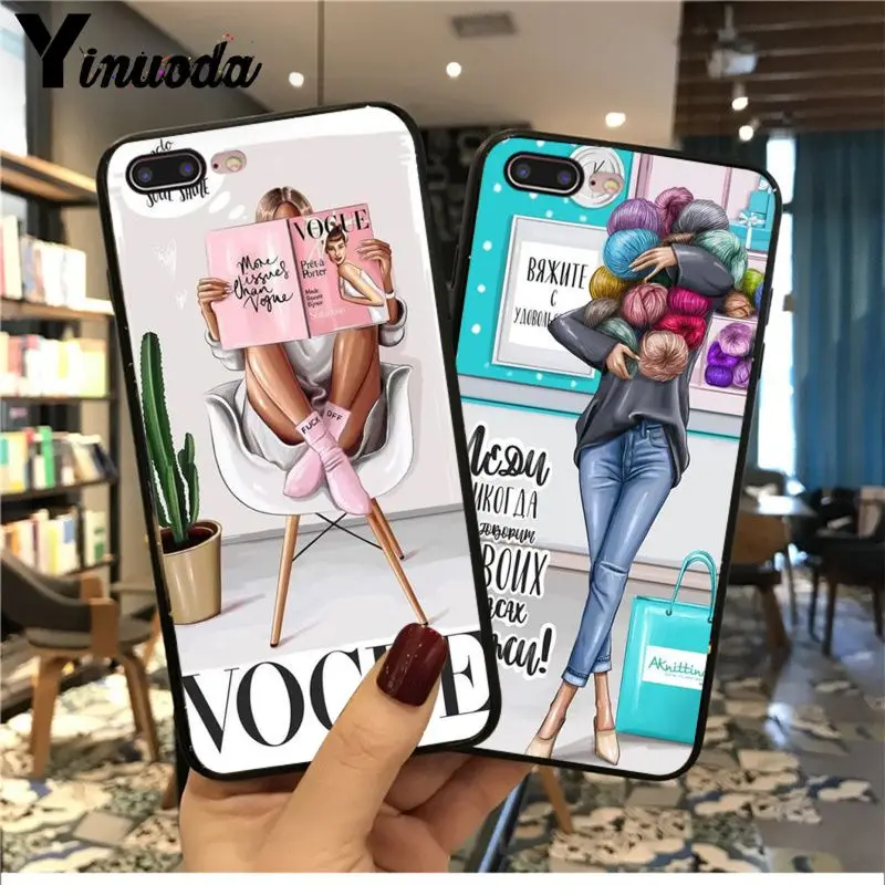 Yinuoda VOGUE Рождественский Женский кофейный мягкий чехол для телефона iPhone 6S 6plus 7plus 8