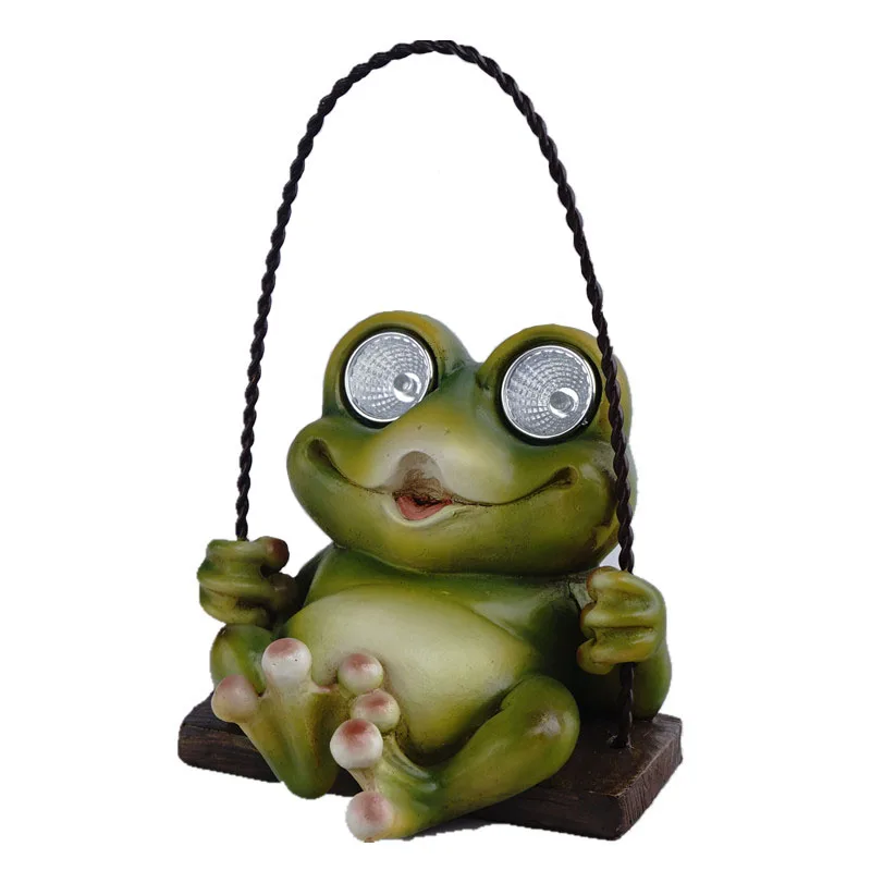

Yard Garden Decor Statues Sculpture For Home Decor Room Ornaments Resin Mold Figurines For Interior Swing Frog Solar Light Craft