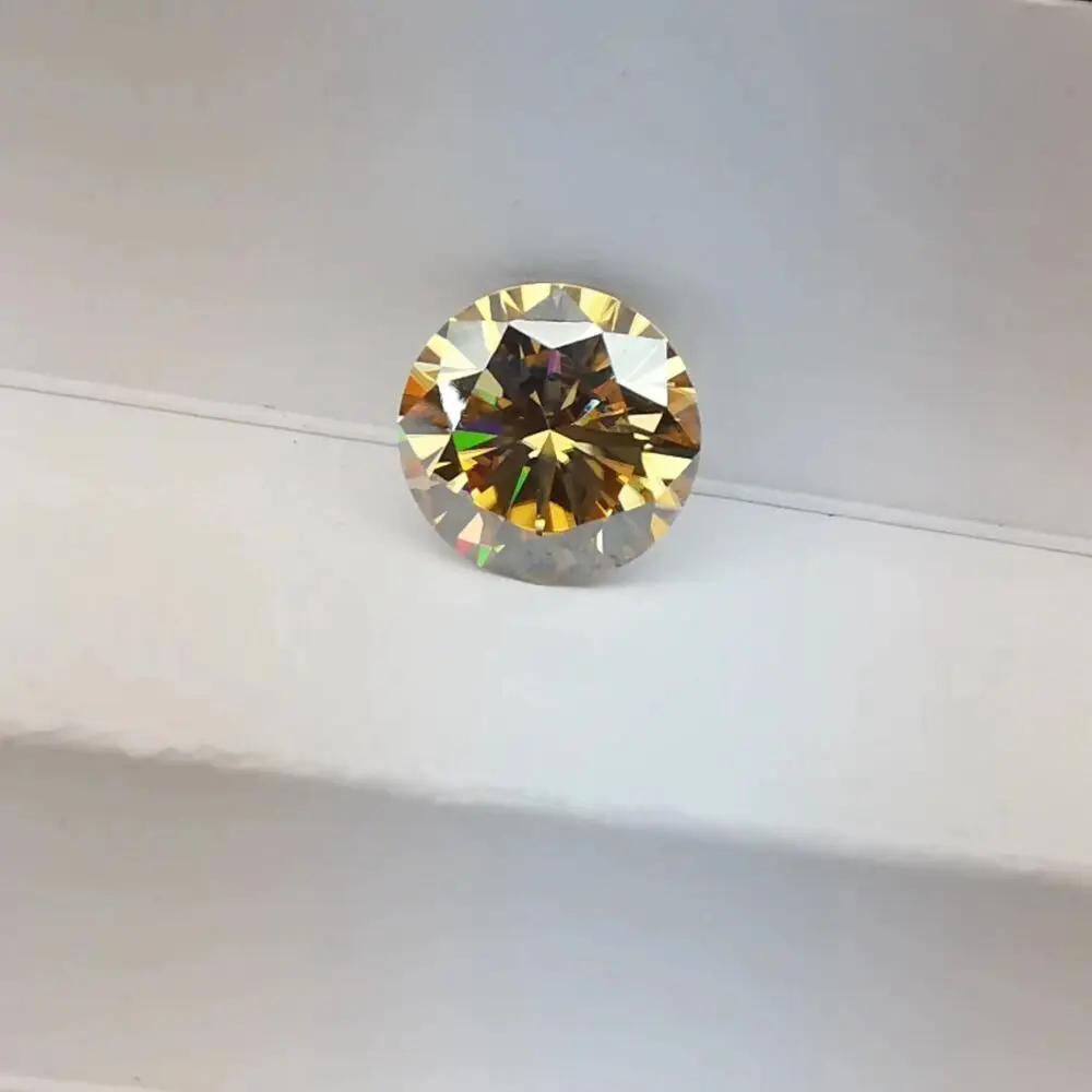 

Grown Lose Moissanite stone diamond 1 Carat 6.5mm Champagne Color Round Brilliant Excellent Cut jewelry diamond