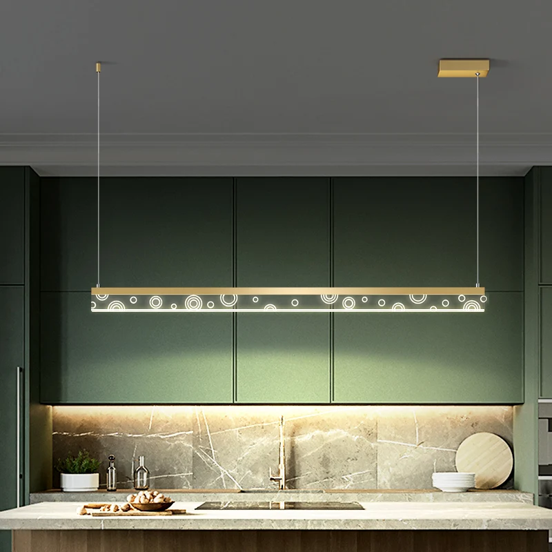 Современная черная Золотая светодиодная длинная Люстра для ресторана бара офиса