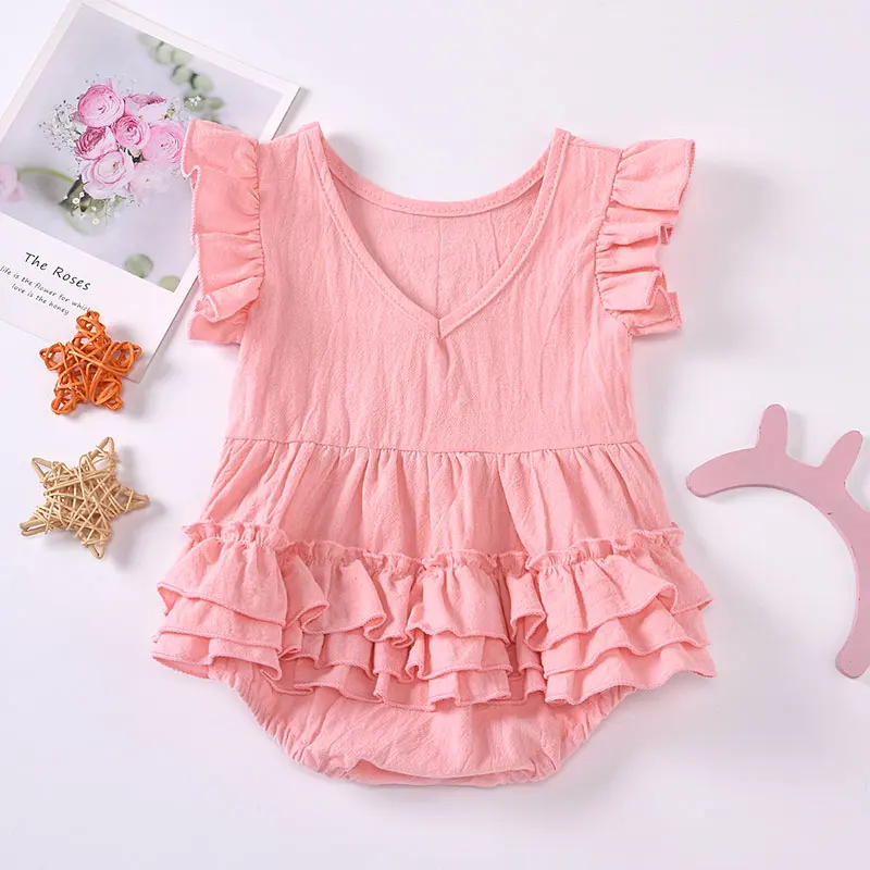 Летняя одежда для маленьких девочек модная малышей хлопковый комбинезон с