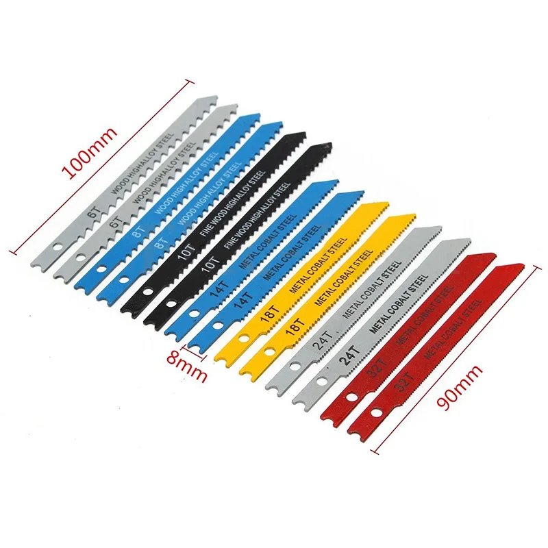 

Set Of 14x Assorted Jigsaw Blades Set Metal Plastic Wood For Black&Decker