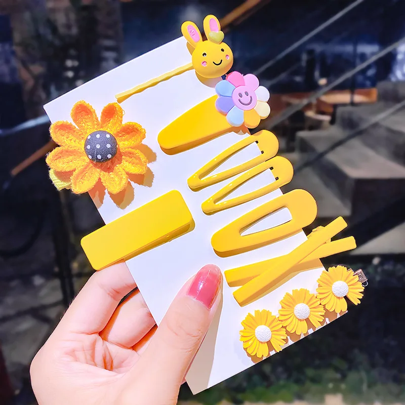 

Hot 1 Set Girls Sweet Color Hairpins Fashion Hair Accessories Cute Cartoon Hair Ornament Geometric Flower Barrettes Hair Clips