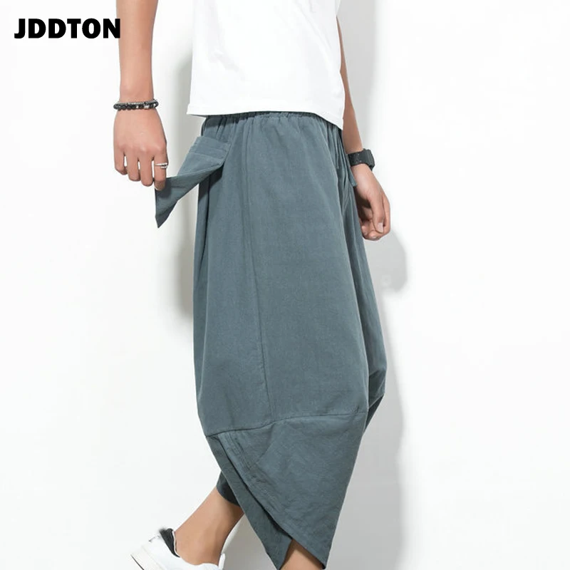 Брюки JDDTON мужские льняные однотонные модные Мешковатые повседневные свободные