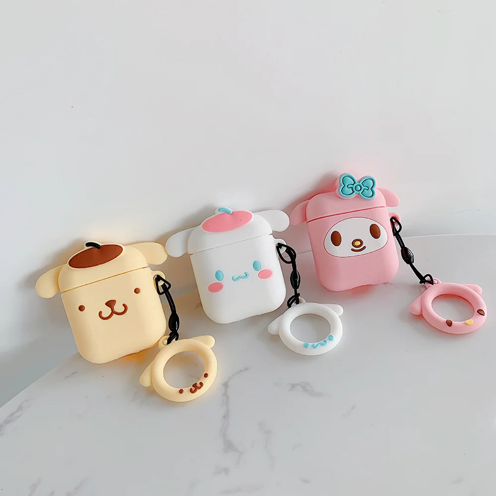 Cute Cartoon Earphone Case For Airpods 2 Cover Soft Silicone Slim Earphone Cover For Airpods Case Bag Protective Strap or Hook
