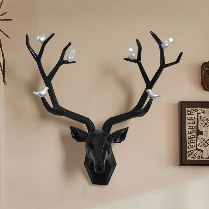 resin 3d big deer head wall decor for home satue decoration accessories abstract sculpture modern animal head wall decoration free global shipping