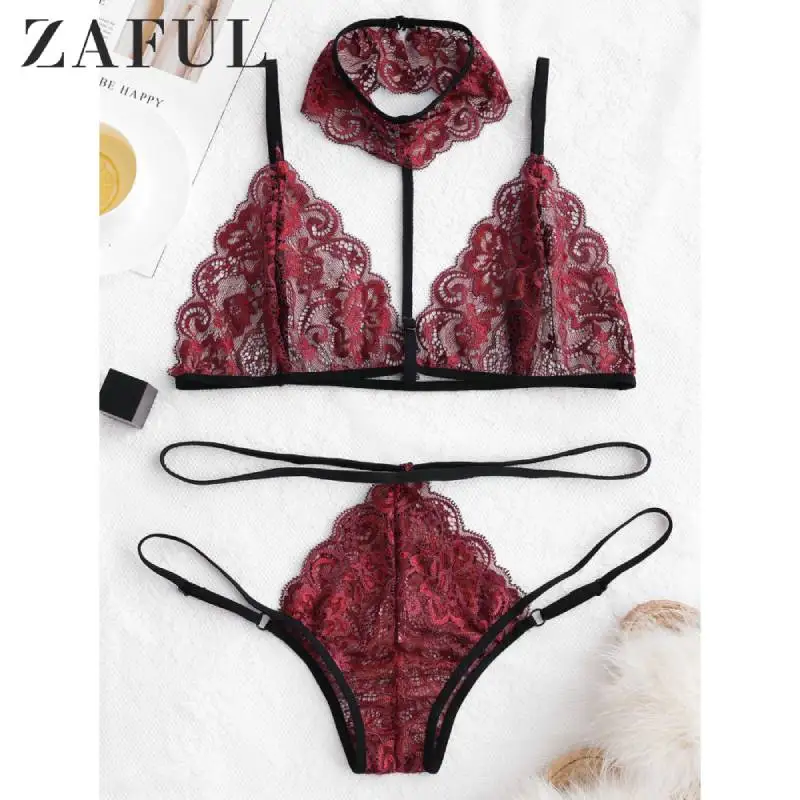 ZAFUL чокер бюстгальтер без косточек кружевной комплект нижнего белья для женщин и
