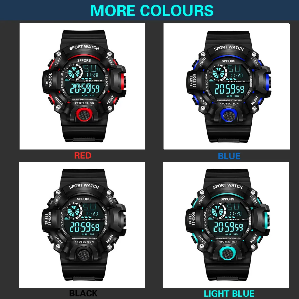 

Plexiglass Mirror Digital Wristwatches Man Fashion Multifunction Sports Watch Display Date Calendar Week Alarm Unisex Watch