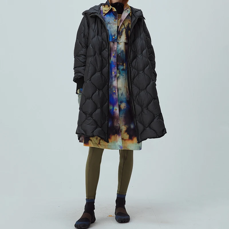 

Autumn Winter 2020 Female White Duck A- Shaped New Fashion Temperament Thick Warm Loose Casual Oversized Long Women Jacket A82