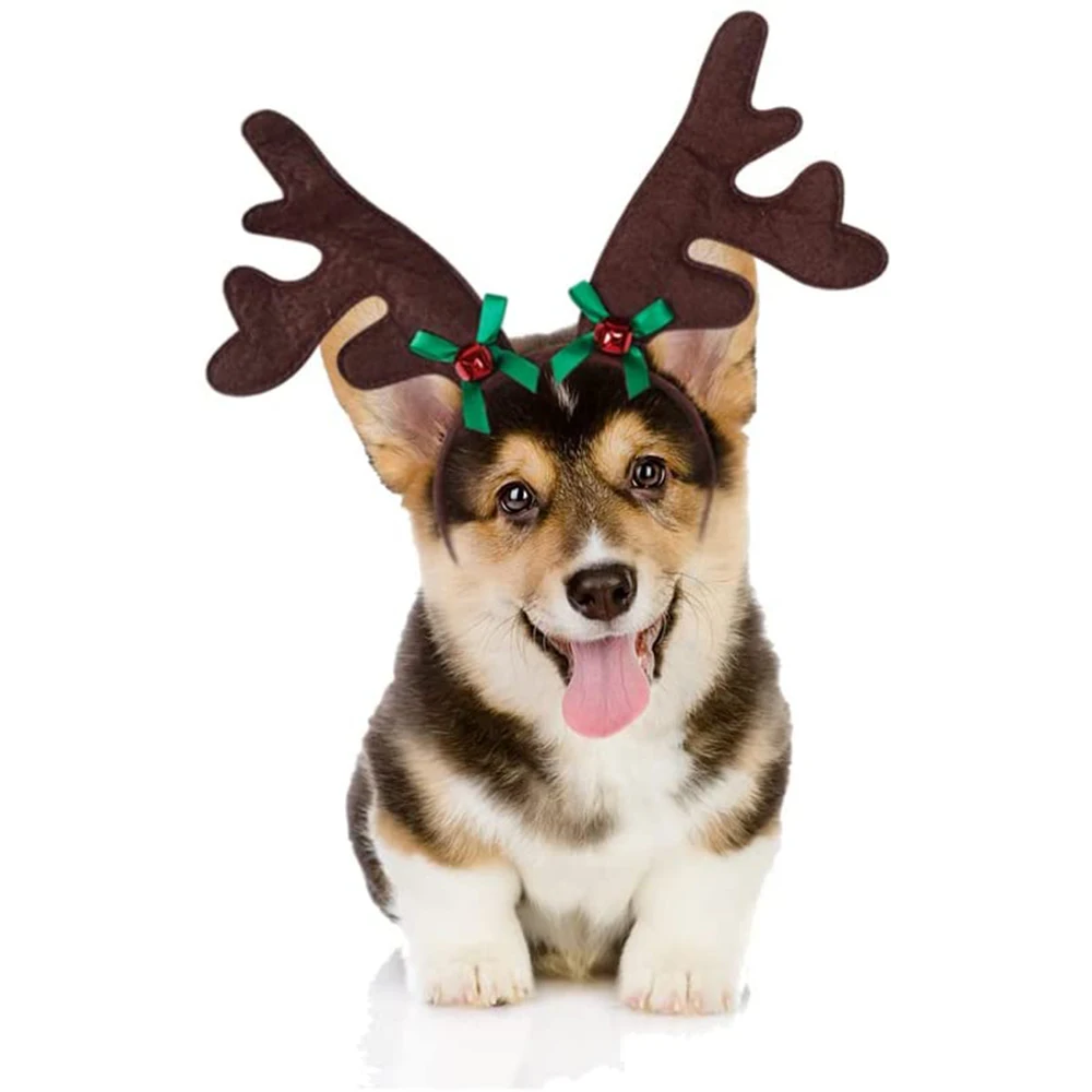 

Christmas Reindeer Antlers Headband for Dog, Pet Christmas Costume Pet Elk Headwear Headband for Dogs Cats Pets Xmas Party Decor