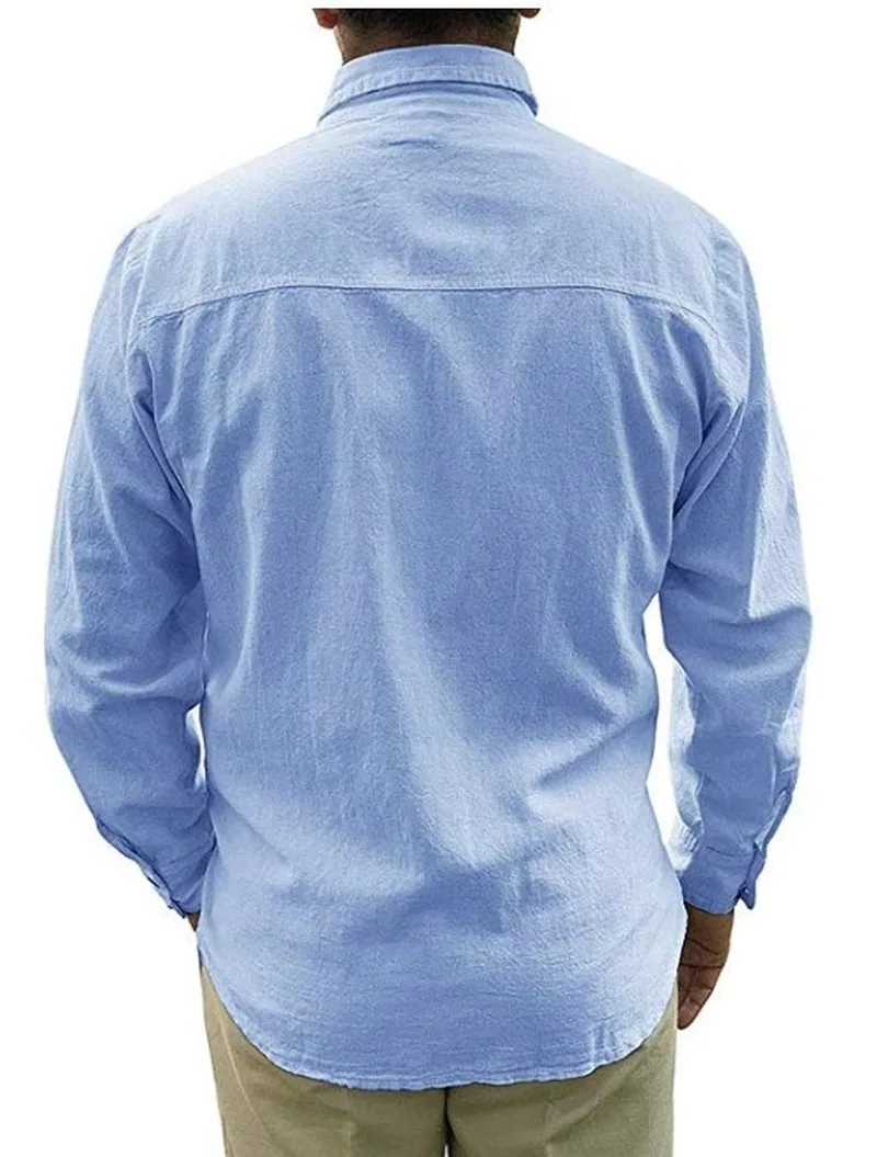 

Ropa De Hombre 2020 Mens Solid Color Casual Long Sleeve Cotton Linen Cardigan Shirt New Button Lapel Shirts Men's Clothing
