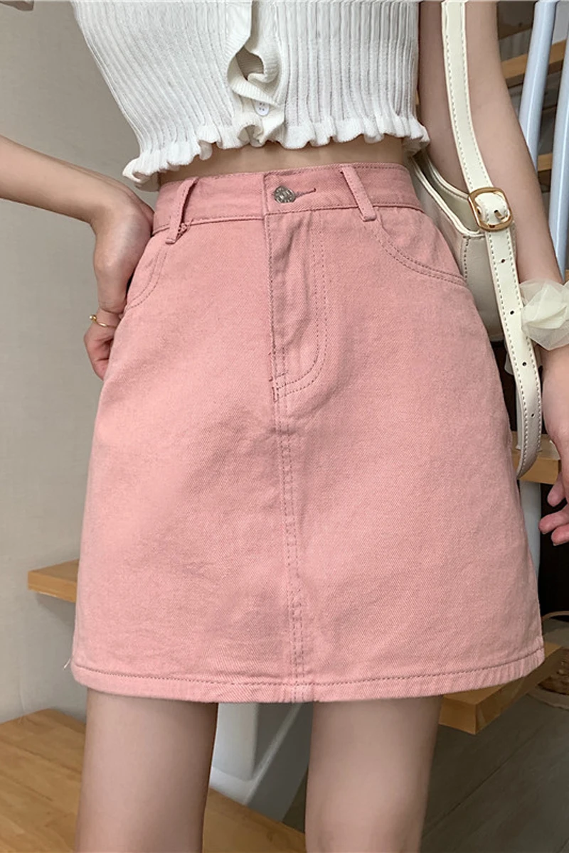 

Pi skirt women's summer style 2021 summer new high waist slim skirt student denim skirt A-line skirt
