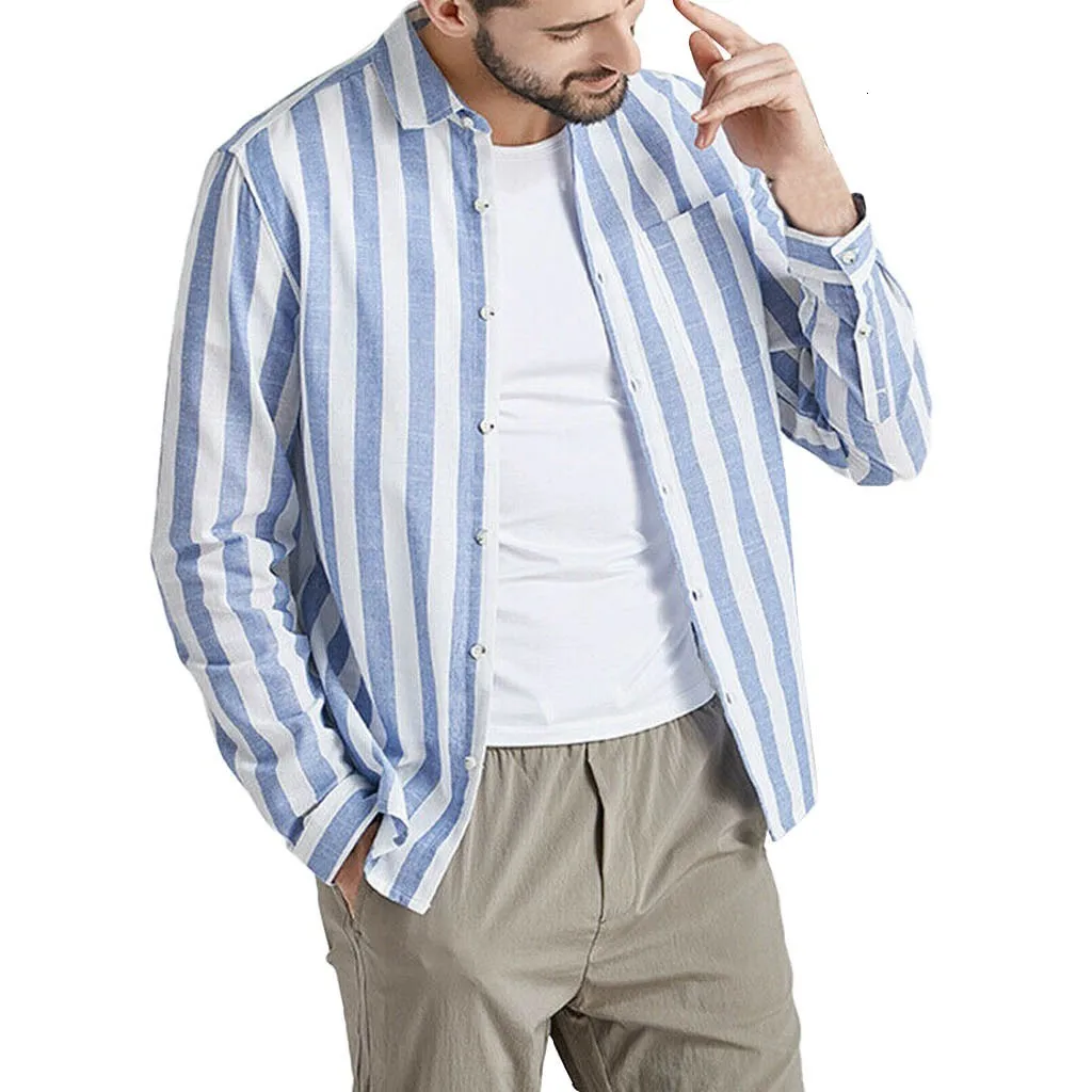 2019 мужские рубашки в стиле кэжуал Осенние новые модные винтажные полосатые