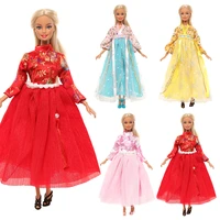 high quality princess dress gown party dresses for barbie doll daily outwear big long dress children toys for girl birthday gift