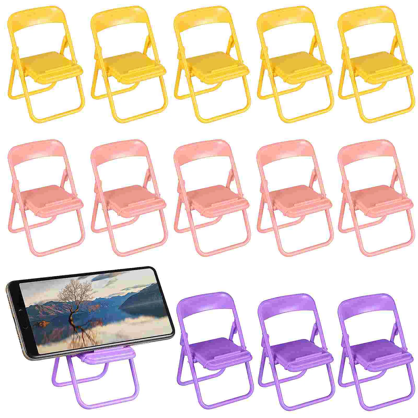 

30 Pcs Phone Stand Dollhouse Folding Chair Miniature Foldable Cell Shape Cute Holder