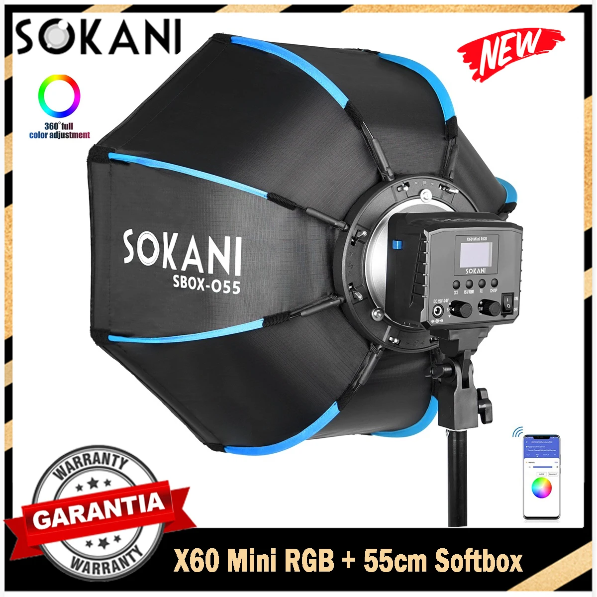 Sokani X60 Mini 60W RGB фотография с 55 см восьмиугольный софтбокс Combo для Youtube TikTok запись VS COLBOR CL60
