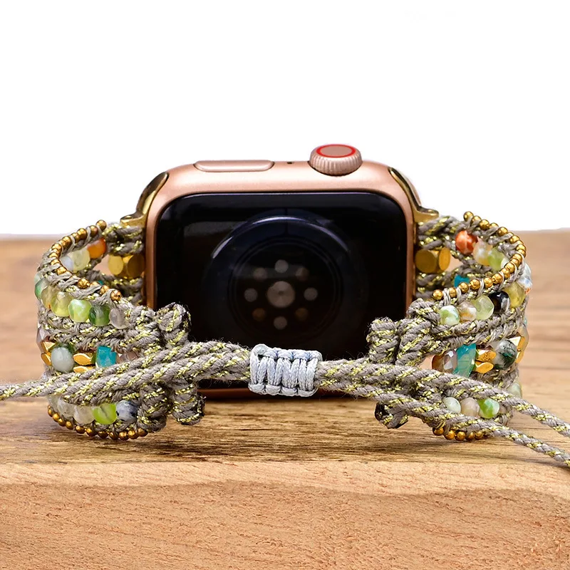 Natural Gemstone Bohemian Strap For Apple Watch Ultra 49mm 8 7 41mm Band For iWatch 6 5 4 3 2 1 38mm 42mm 40mm 44mm Bracelet