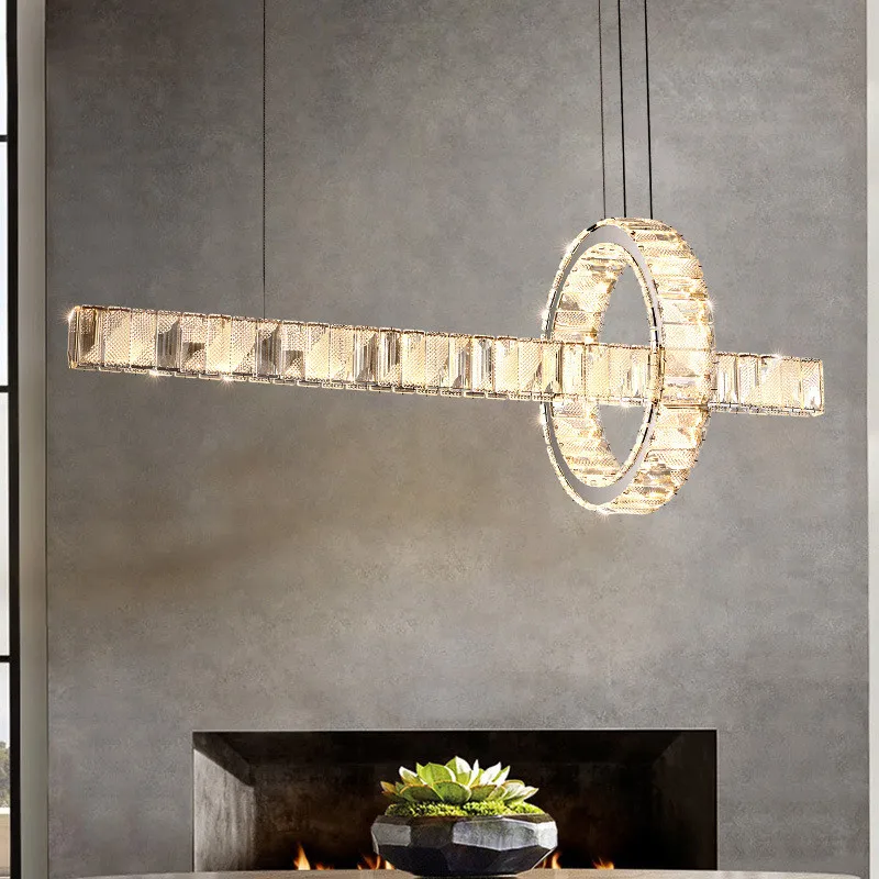 

Современные светодиодные подвесные светильники для столовой, люстры из хромистой стали с регулируемой яркостью, прямые светодиодные лампы, осветительные приборы