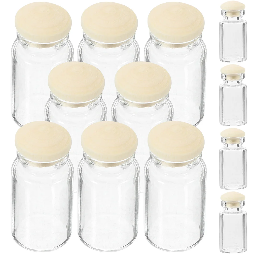 

12 шт. миниатюрные стеклянные бутылки, реквизиты, пустые деревянные Мини-крышки, стеклянные банки, реквизиты для дома