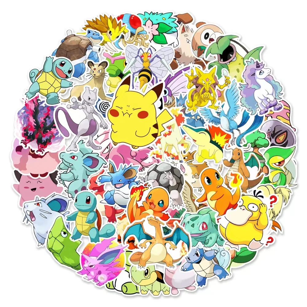 

100PCS Pokemon Stickers Anime Kawaii Pikachu Skateboard Bicycle Guitar Laptop Waterproof Stiker Classic Kids Toy Xmas Gift