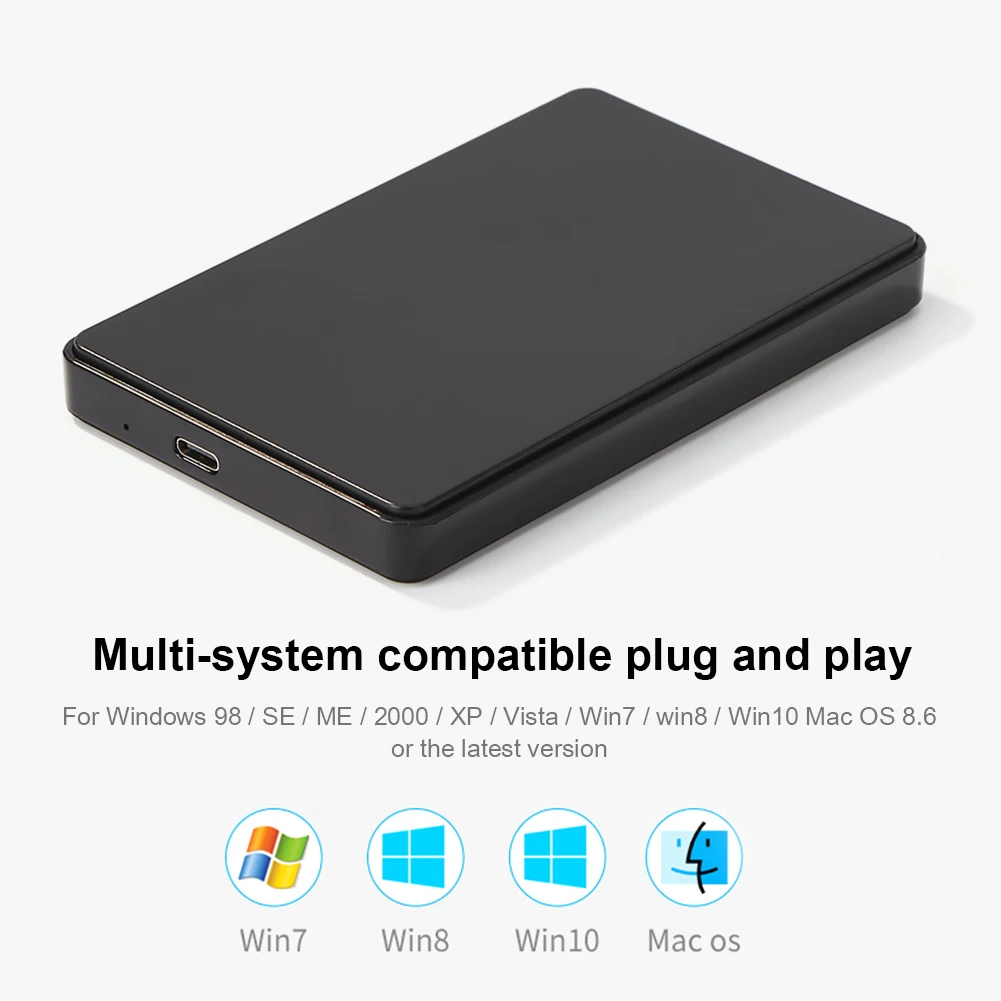 

USB3.1 Hard Drive Case with USB3.0 To Type-C Cable 2.5in Portable Harddisk Case Hot Swap Plug and Play for SATA 1/2/3 HDD Or SSD