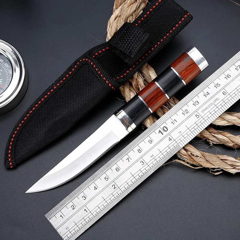 

Survival Multifunction Tactical High Hardness Outdoor Hunting Knives Carry A Small Non-folding Knife Straight Knife Good Gift