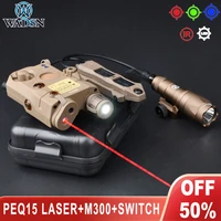 wadsn ar15 airsoft peq15 green blue red dot laser ir aim sight m300 tactical weapon flashlight hunting rifle peq pressure switch