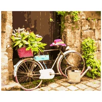 tapb flower bike painting by numbers adults forhandpainted on canvas oil coloring by numbers home wall art decor